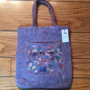 Mongolian felt wool tote bag